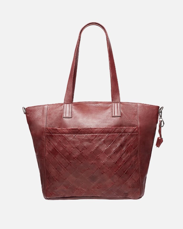 6036 Muskens Unisex Large Leather Tote Bag - Wine