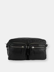 8004 Issa | Women's Black Leather Travel Bag Crossbody - Black