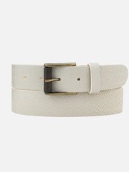 Ary | Embossed Everyday Leather Belt - White