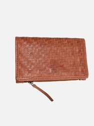 Bart | Hand-woven Leather Card Holder - Cognac