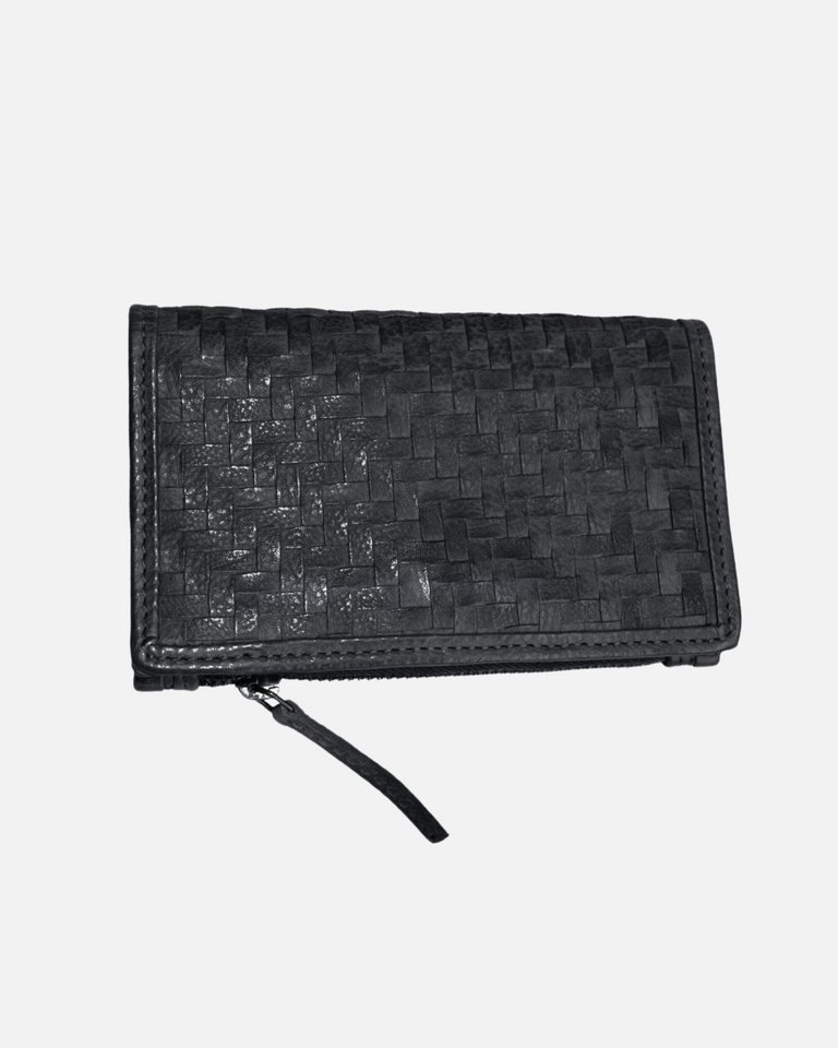 Bart | Hand-woven Leather Card Holder - Black