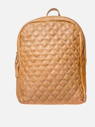 Bekema | Diamond-Patterned Leather Backpack - Butter Yellow
