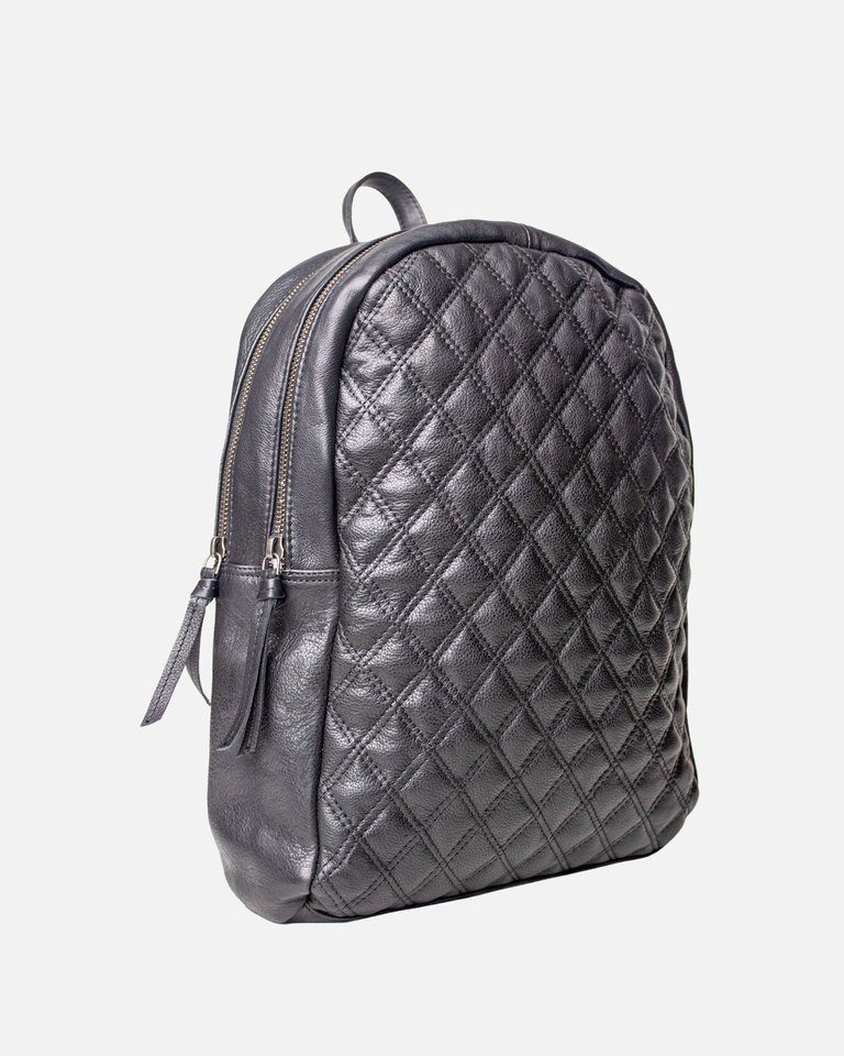 Bekema | Diamond-Patterned Leather Backpack