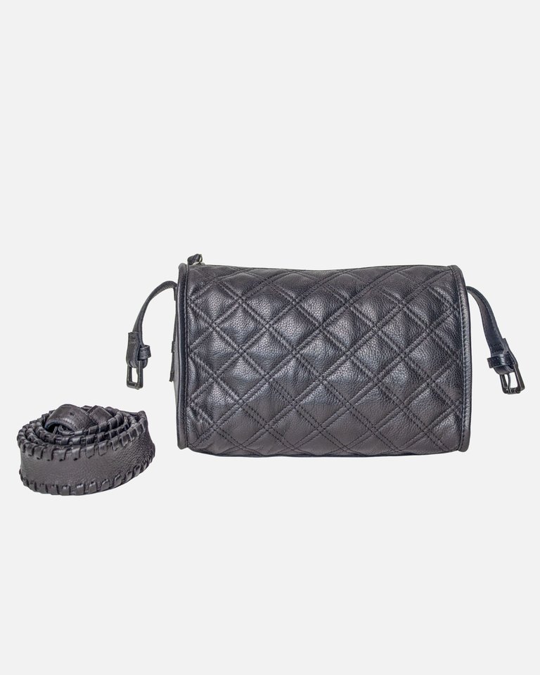 Beker | Diamond-Patterned Crossbody Bag - Black