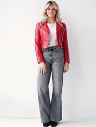 Cecilia | Leather Motorcycle Jacket - Red