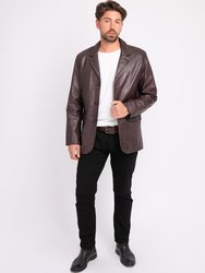 Crane | Men's Leather Blazer - Brown