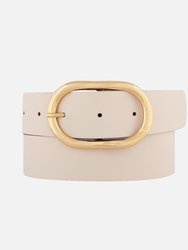 Daphne Oval Buckle Leather Belt - Creme