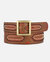 Daya | Studded Leather Belt With Square Buckle - Cognac