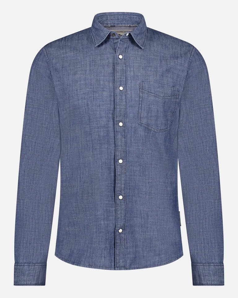 Flagler | Men's Denim Shirt - Dark Blue Denim