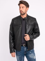 Hobbs | Men's Leather Motorcycle Jacket - Black
