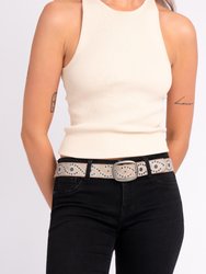 Irena | Studded Leather Belt | Antique Silver Studs