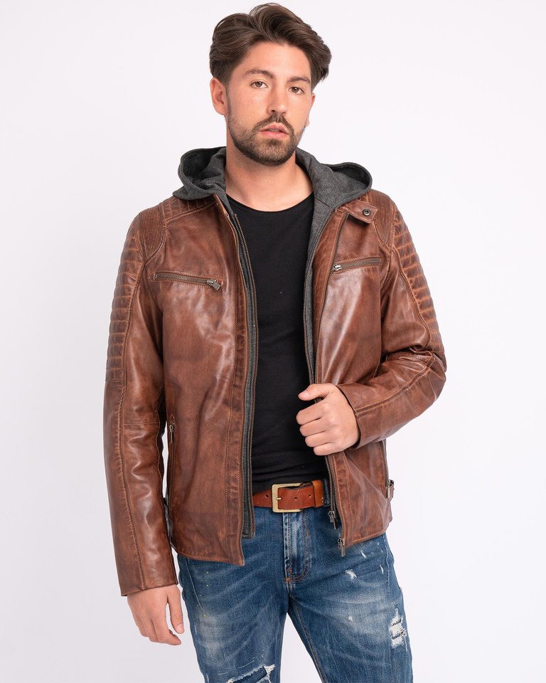 Jasper | Men's Leather Motorcycle Hoodie Jacket