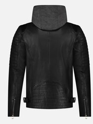 Jasper | Men's Leather Motorcycle Hoodie Jacket