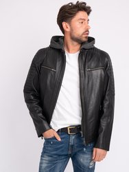 Jasper | Men's Leather Motorcycle Hoodie Jacket