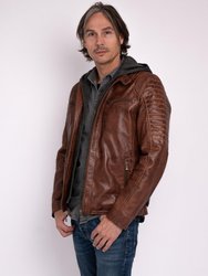 Jasper | Men's Leather Motorcycle Hoodie Jacket