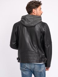 Jasper | Men's Leather Motorcycle Hoodie Jacket