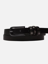Kai | Studded Skinny Leather Belt - Black
