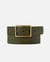 May | Classic Leather Belt With Rectangular Buckle - Green