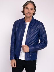 Miller | Men's Urban Leather Jacket - Cobalt Blue