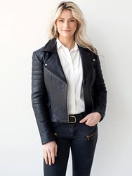 Munroe | Leather Biker Jacket - Black