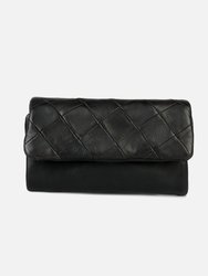 Muren | Diamond Patterned Leather Wallet - Black
