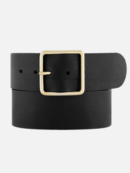 Naomi | Women's Wide Leather Waist Belt | Gold Buckle - Black