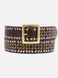 Naz | Studded Leather Belt - Brown