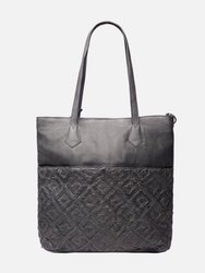 Women's Large Leather Tote Bag - Anthracite