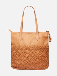 Women's Large Leather Tote Bag - Camel