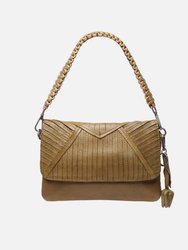 Women's Leather Fold-Over Crossbody Bag - Olive