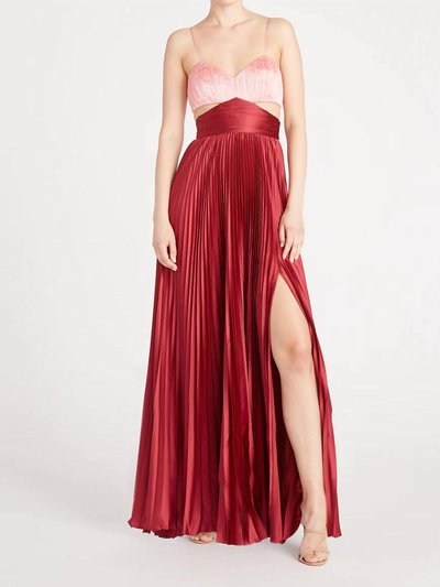 AMUR Elodie Pleated Cutout Gown In Peachy Apricot/red Ochre product