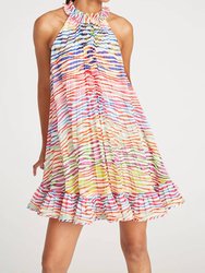 Estfan Pleated Halter Dress - Double Rainbow
