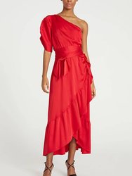 Topanga Faux Wrap Dress - Garnet Red