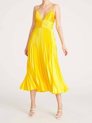 Viv Pleated Dress - Yellow Tang