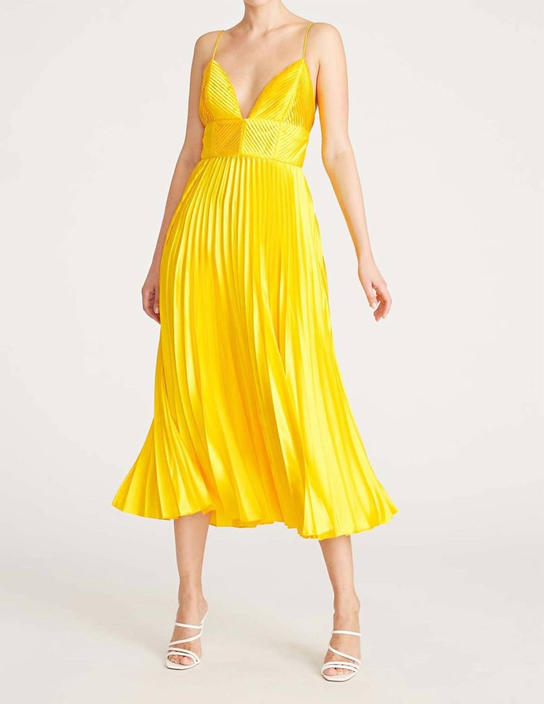 Viv Pleated Dress - Yellow Tang