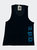 Black Embroidered Velvet Tank Top - Blue Embroidery