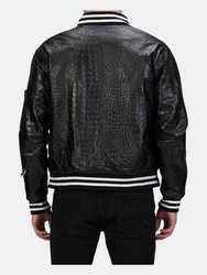 Black Leather Bomber Jacket