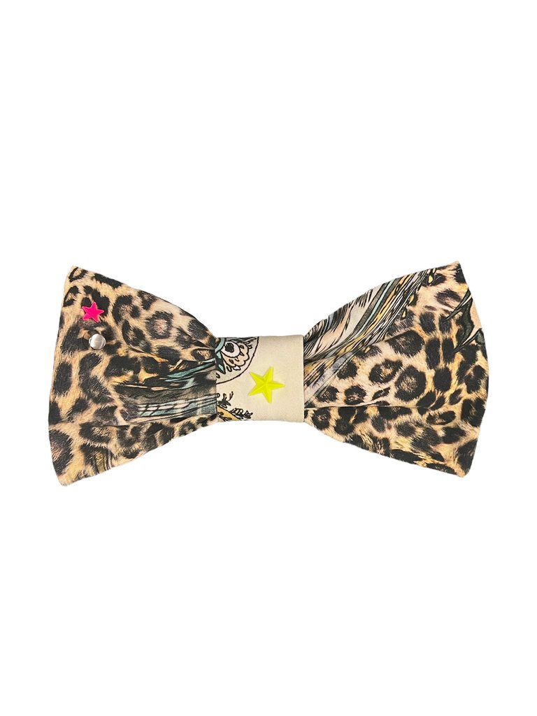 Leopard Paisley Studded Bow