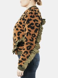 Leopard Sherpa Ruffle Bomber Jacket