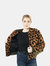 Leopard Sherpa Ruffle Bomber Jacket