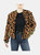 Leopard Sherpa Ruffle Bomber Jacket