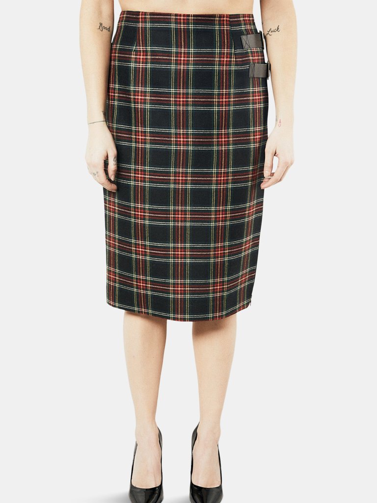 Plaid Pencil Skirt - Plaid Pencil