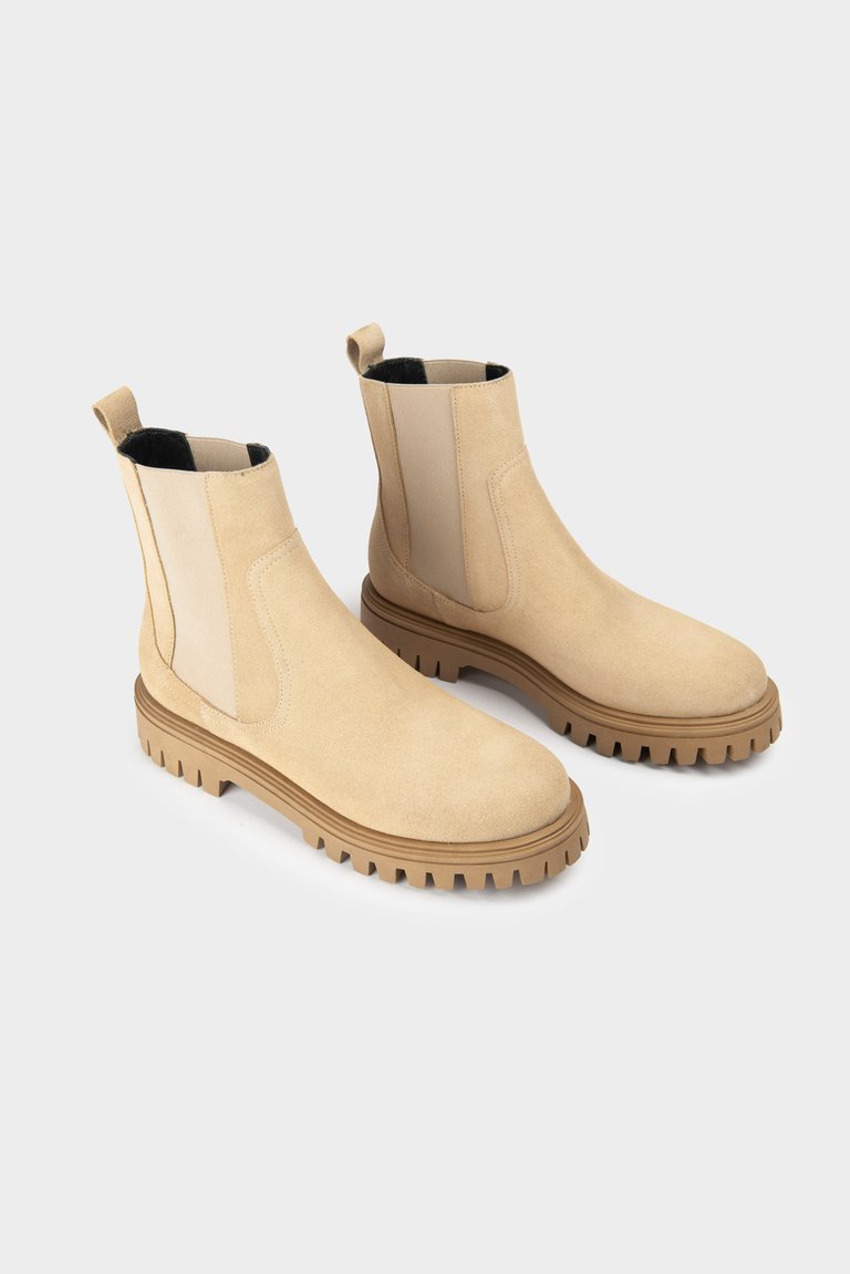 Cruz Suede Calfskin Boots Cream