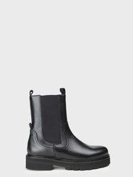 Jonna Grained Leather Boots Black - Black