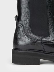 Jonna Grained Leather Boots Black