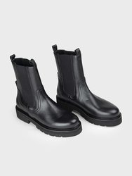 Jonna Grained Leather Boots Black