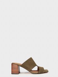 Martina Mules in Khaki Velvet Calfskin - Khaki