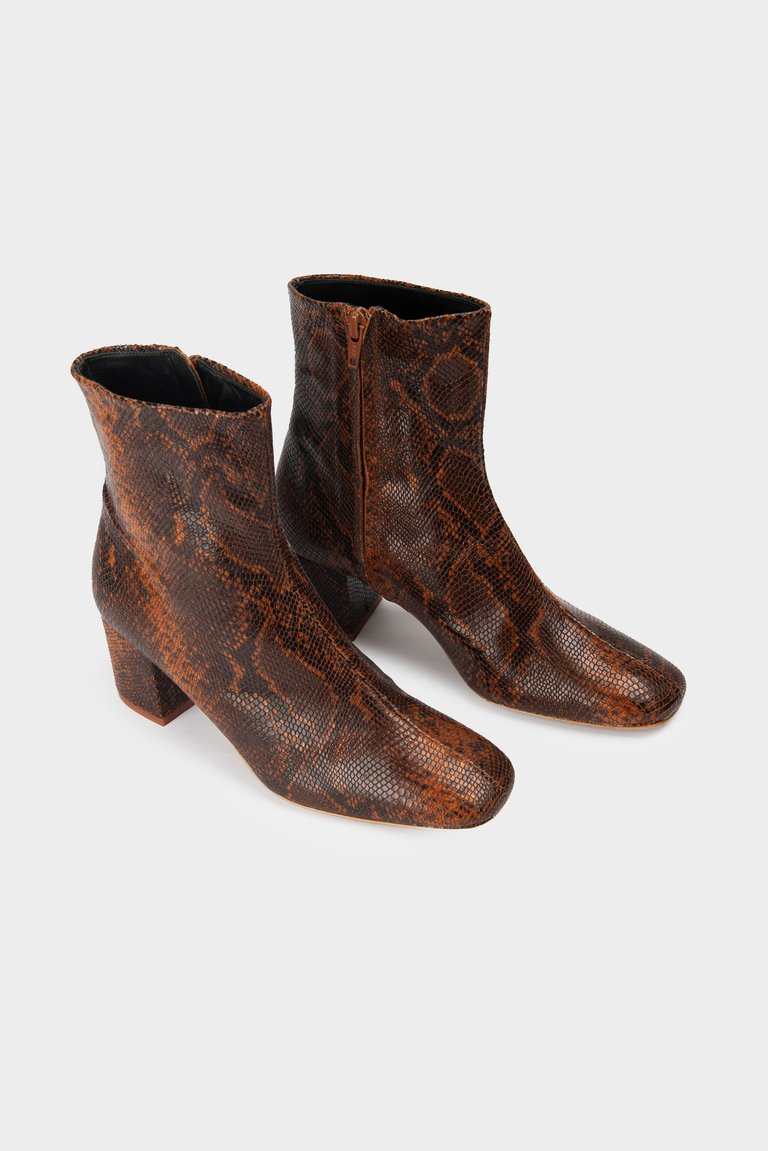 Samiria Python Ankle Boots - Brown