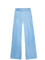 1970's Bell Bottom High-Waist Silk Pant - Blue