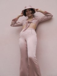 1970's Bell Bottom High-Waisted Silk Pant - Barely Pink